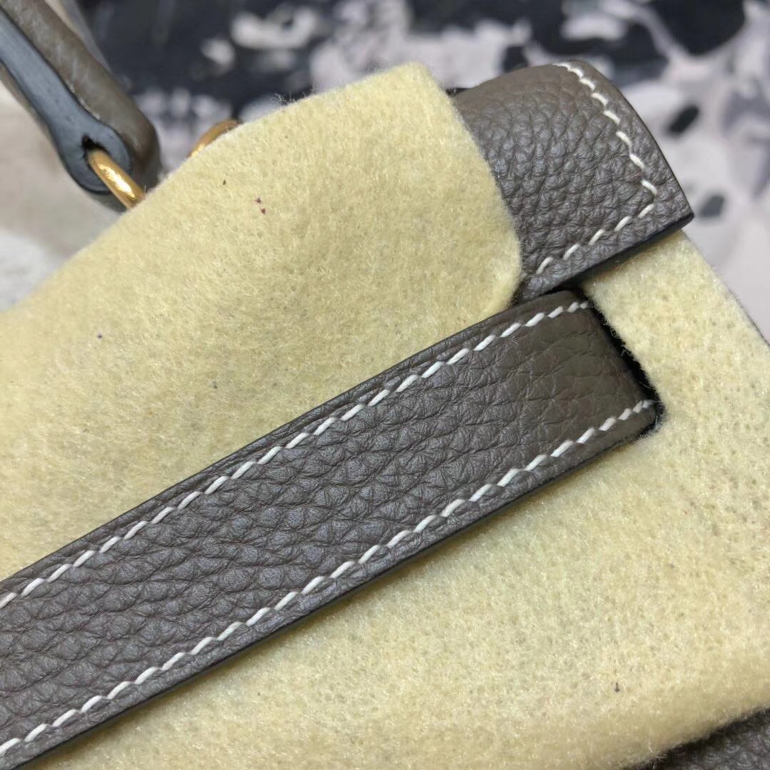 Hermes Kelly28cm 爱马仕深大象灰原厂Togo小牛皮凯莉包 金扣