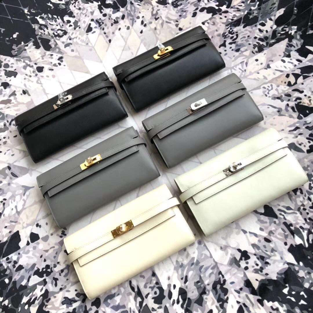 爱马仕钱包价格 Hermes Kelly Wallet 奶昔白&珍珠灰swift牛皮凯莉钱夹