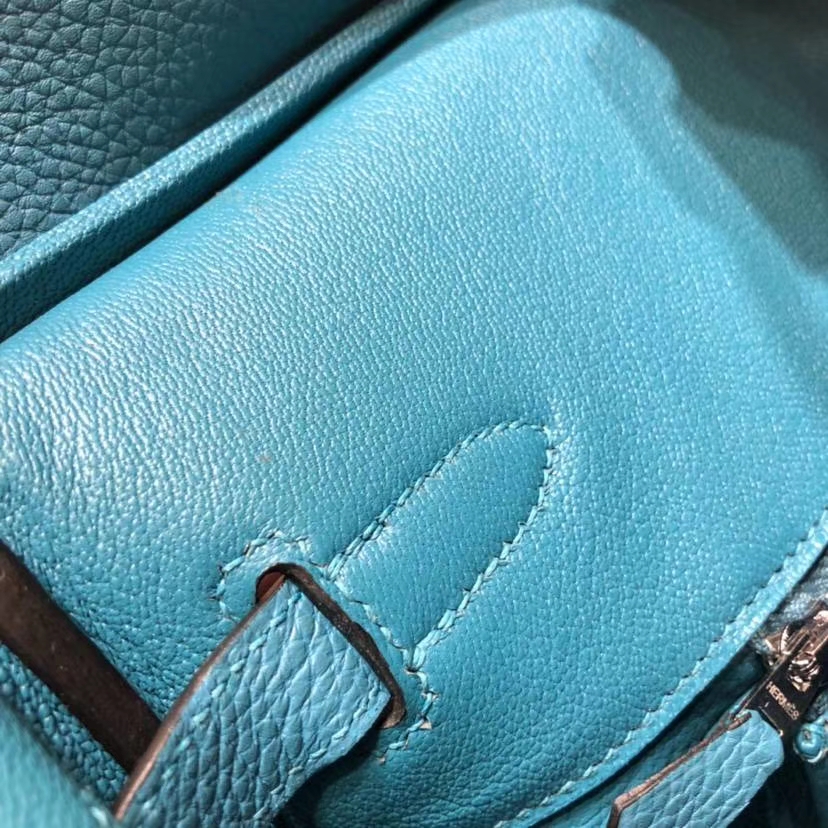 爱马仕Birkin包包 Hermes牛仔蓝法国小牛皮铂金包Birkin35CM 银扣