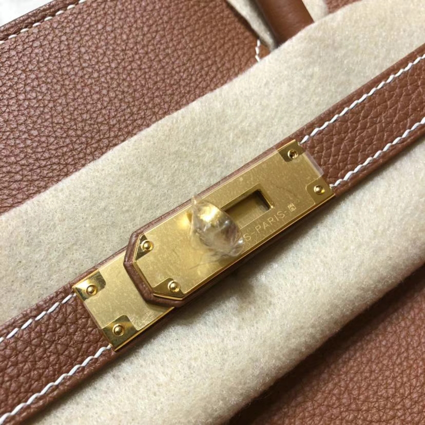 Hermes包包价格 爱马仕CC37金棕色法国Togo小牛皮Birkin35铂金包 金扣