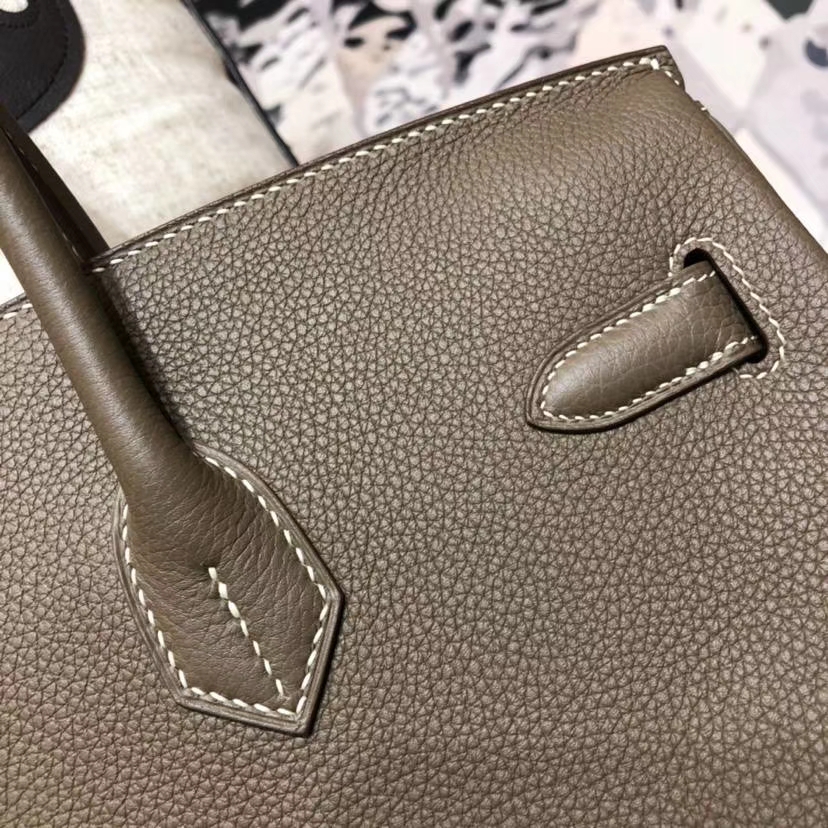 爱马仕包包官网 Hermes Birkin35CM CC18大象灰法国小牛皮铂金包 银扣