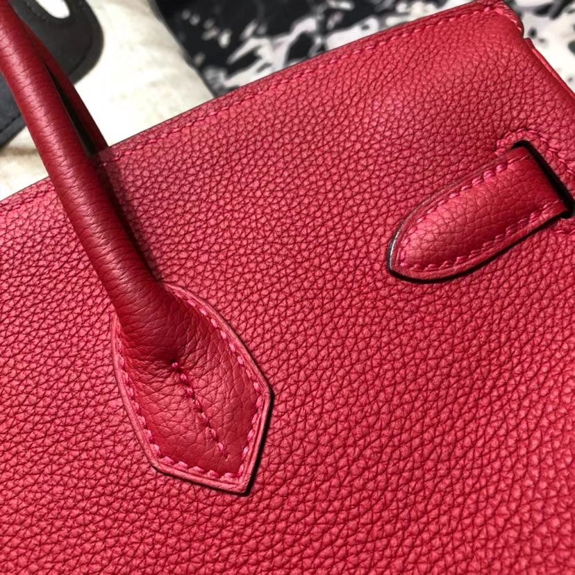 厂家直销 Hermes爱马仕法国Togo小牛皮Birkin35CM铂金包 Q5中国红 金扣