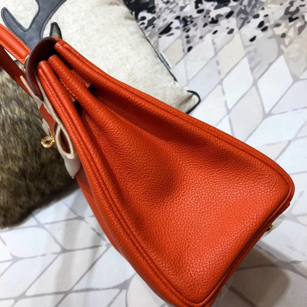 爱马仕凯莉包价格 Hermes Kelly28CM 9J火焰橙Togo小牛皮 金扣