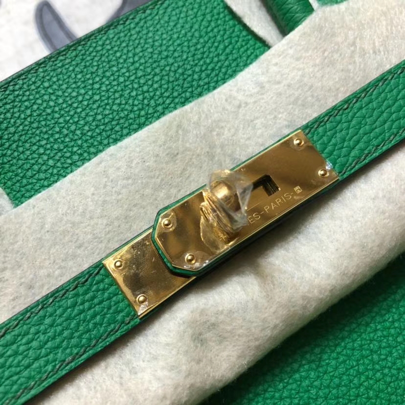 Hermes Birkin35CM 爱马仕1K竹子绿法国Togo小牛皮铂金包 金扣