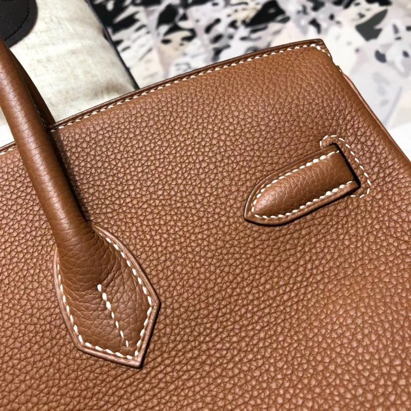 Hermes Birkin35CM 爱马仕土黄色法国小牛皮Birkin女包铂金包 银扣