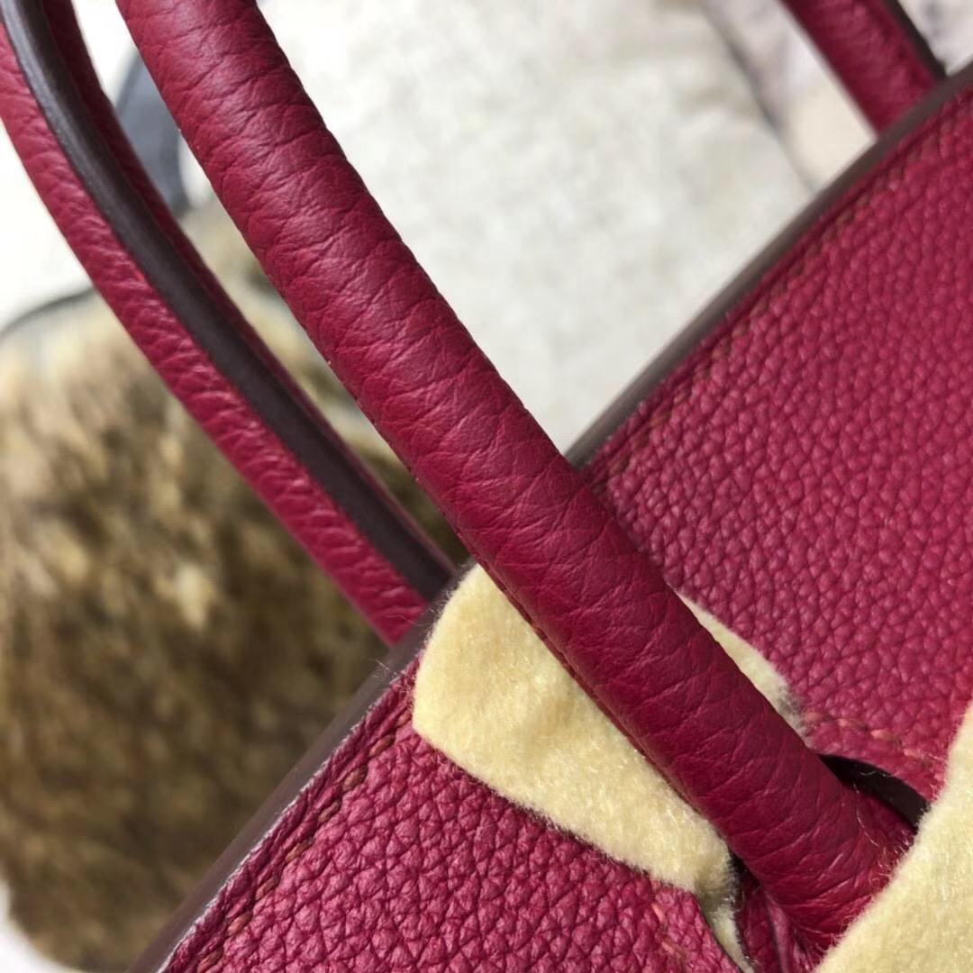 Hermes Birkin30CM 爱马仕宝石红原厂Togo小牛皮铂金包 银扣
