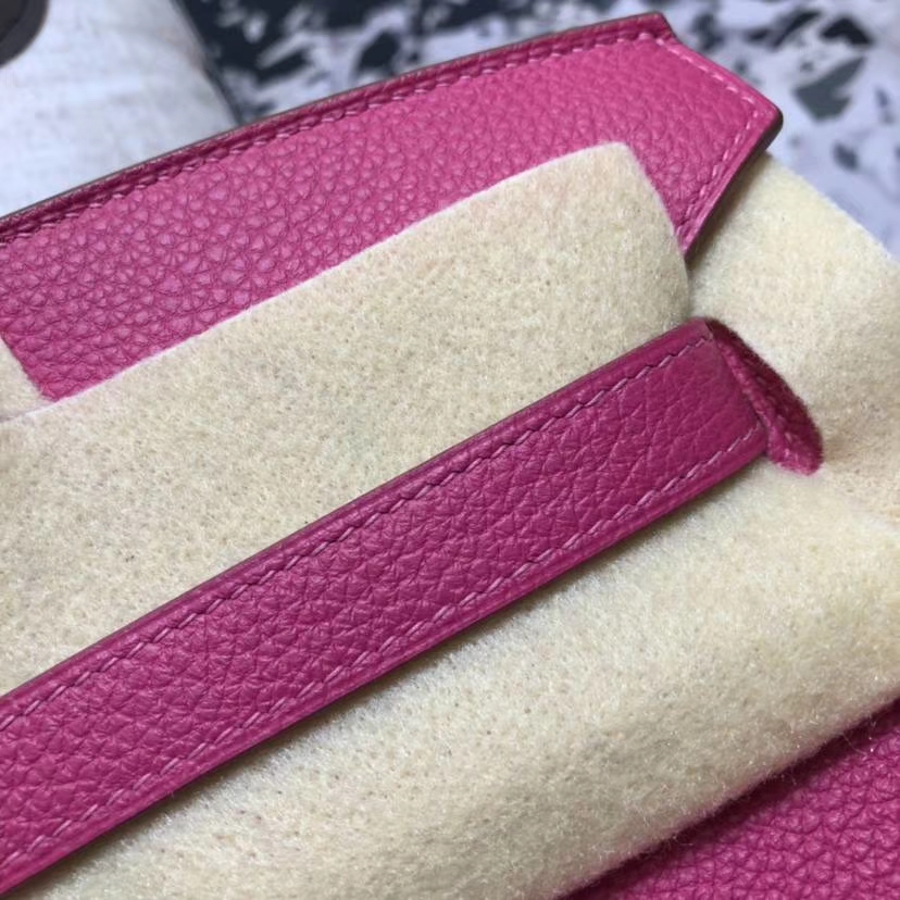爱马仕Birkin女包 Hermes玫红色原厂Togo小牛皮Birkin35铂金包 银扣