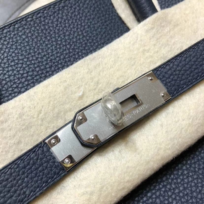 爱马仕铂金包尺寸 Hermes Birkin35CM 7K宝石蓝原厂Togo小牛皮 银扣