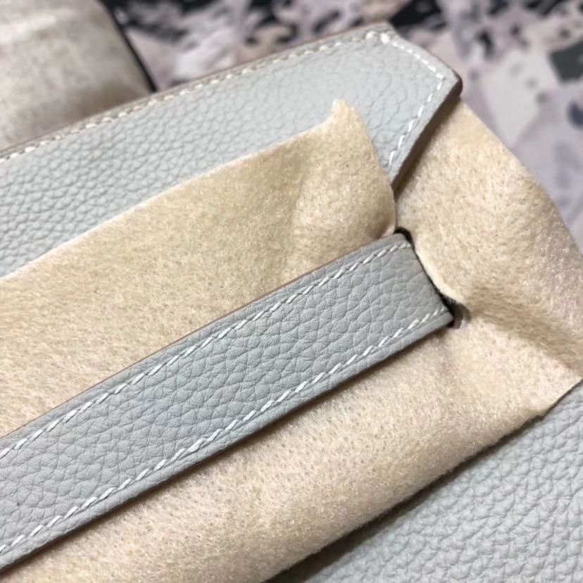 爱马仕拼色铂金包 Hermes Birkin35CM 珍珠灰内拼樱花粉Togo牛皮 银扣