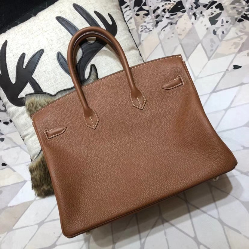 Hermes包包价格 爱马仕CC37金棕色法国Togo小牛皮Birkin35铂金包 金扣