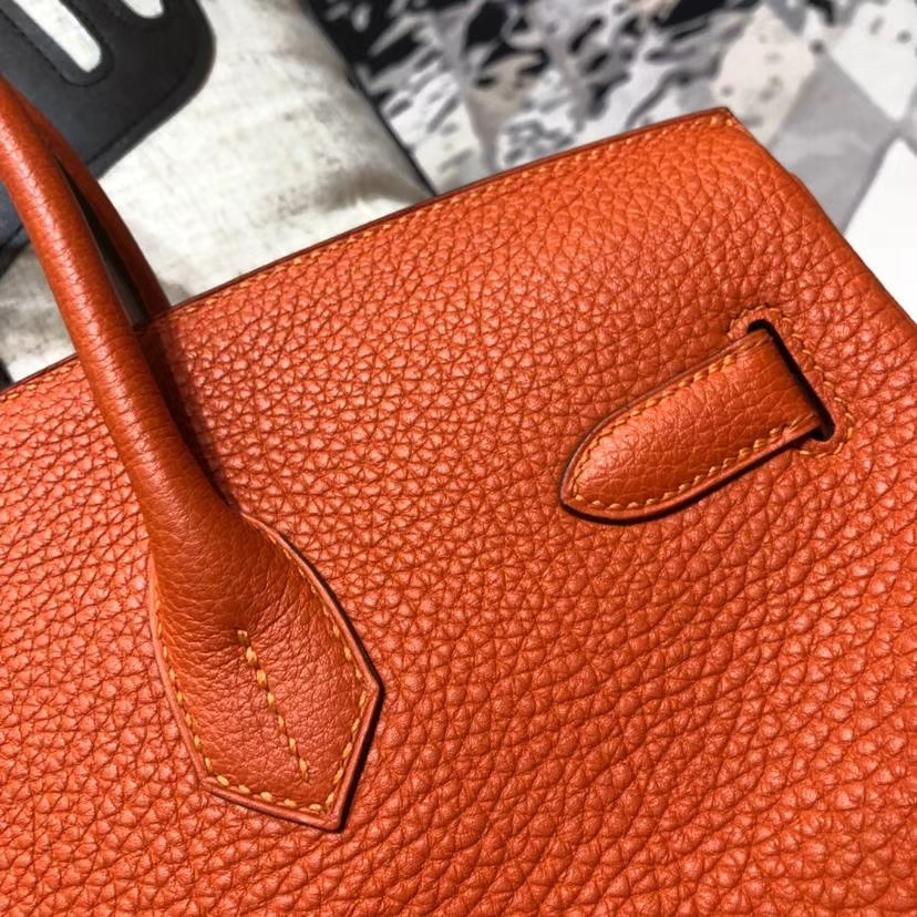 Hermes Birkin35CM 爱马仕法国Togo小牛皮铂金包 橙色 金扣