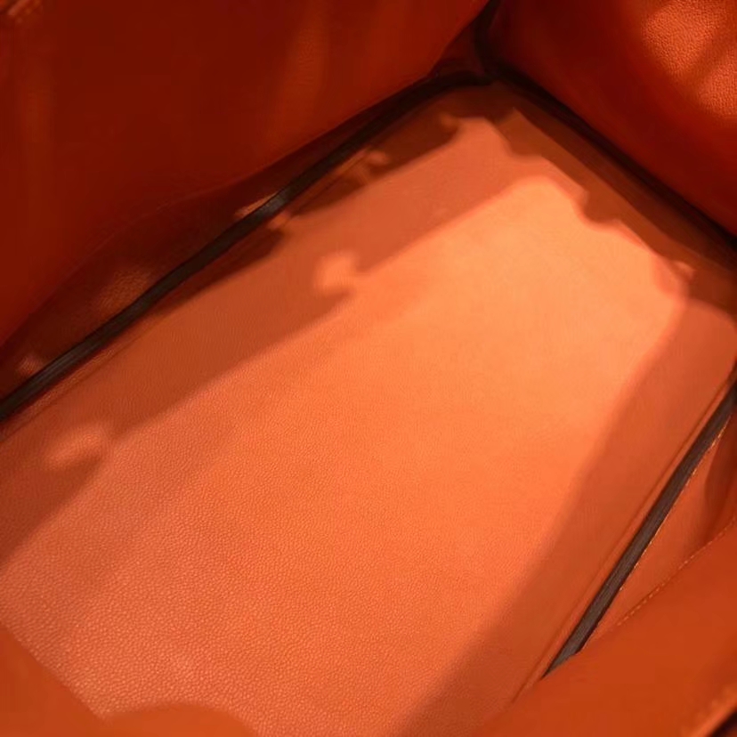 Hermes Birkin35CM 爱马仕法国Togo小牛皮铂金包 橙色 金扣