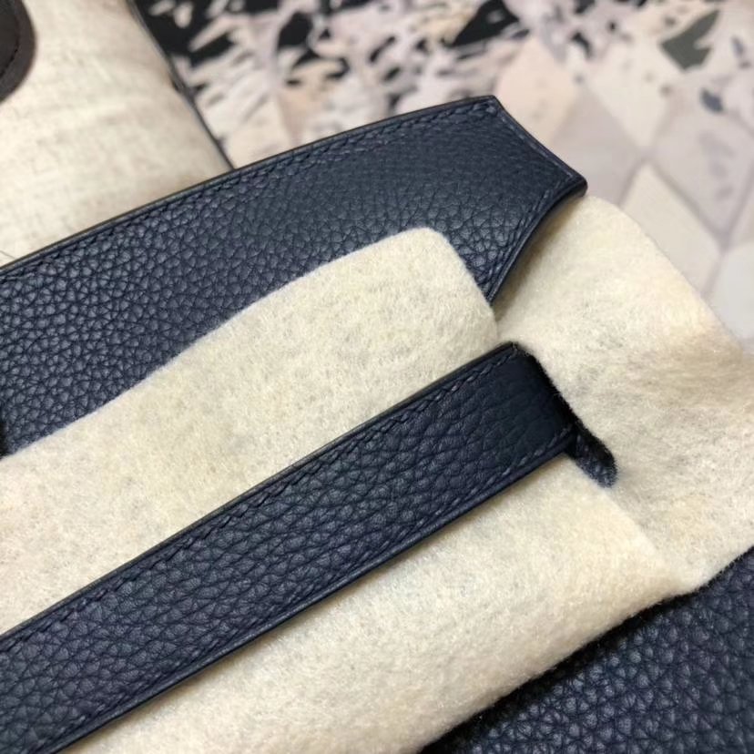 爱马仕铂金包尺寸 Hermes Birkin35CM 7K宝石蓝原厂Togo小牛皮 银扣
