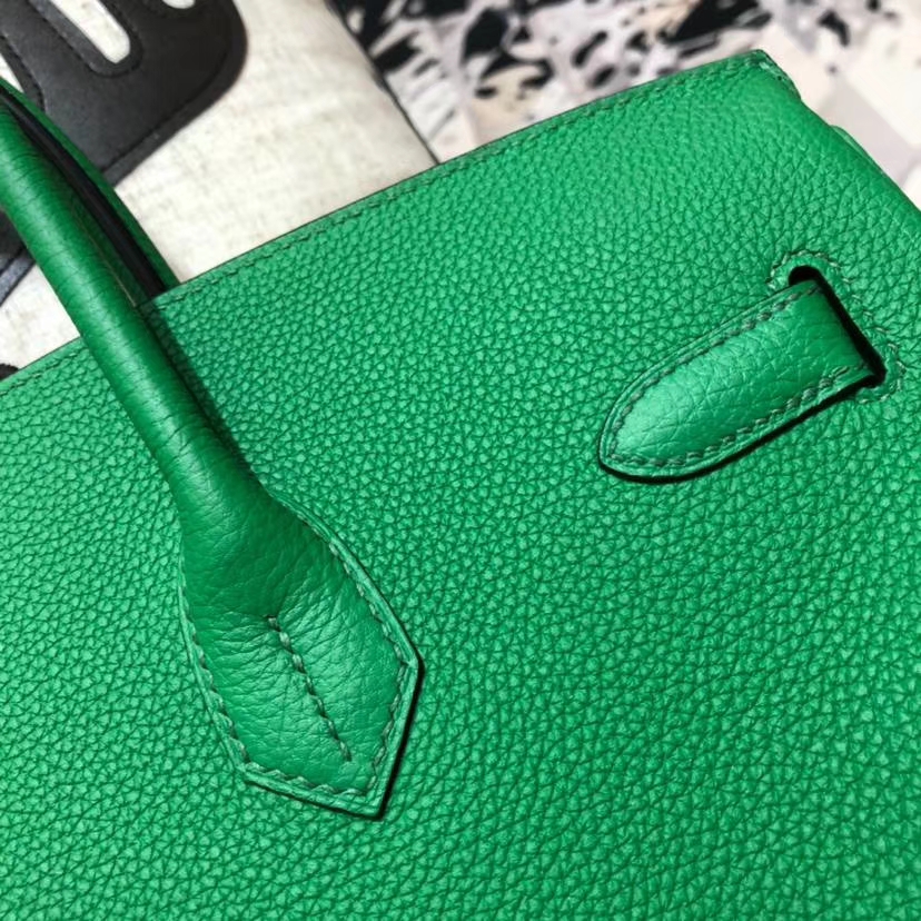 Hermes Birkin35CM 爱马仕1K竹子绿法国Togo小牛皮铂金包 金扣