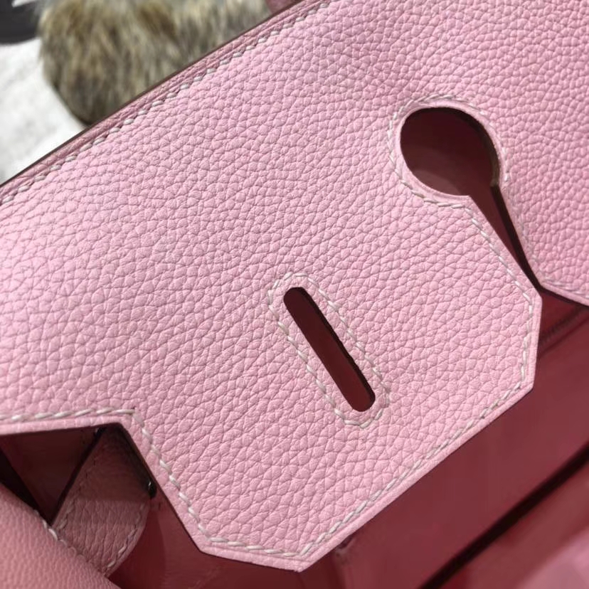 Hermes包包官网 爱马仕3Q芭比粉法国Togo小牛皮铂金包Birkin35CM 金扣