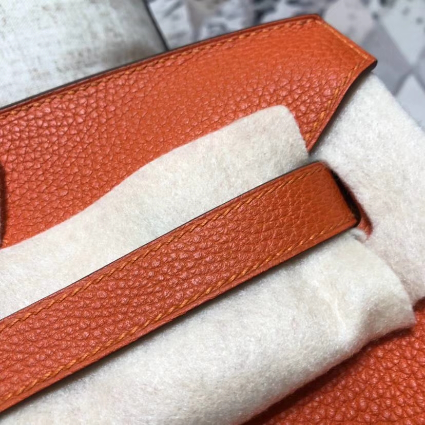Hermes Birkin35CM 爱马仕法国Togo小牛皮铂金包 橙色 金扣