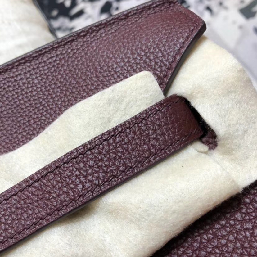 Hermes包包官网 爱马仕57波尔多酒红法国Togo小牛皮铂金包Birkin35CM 银扣