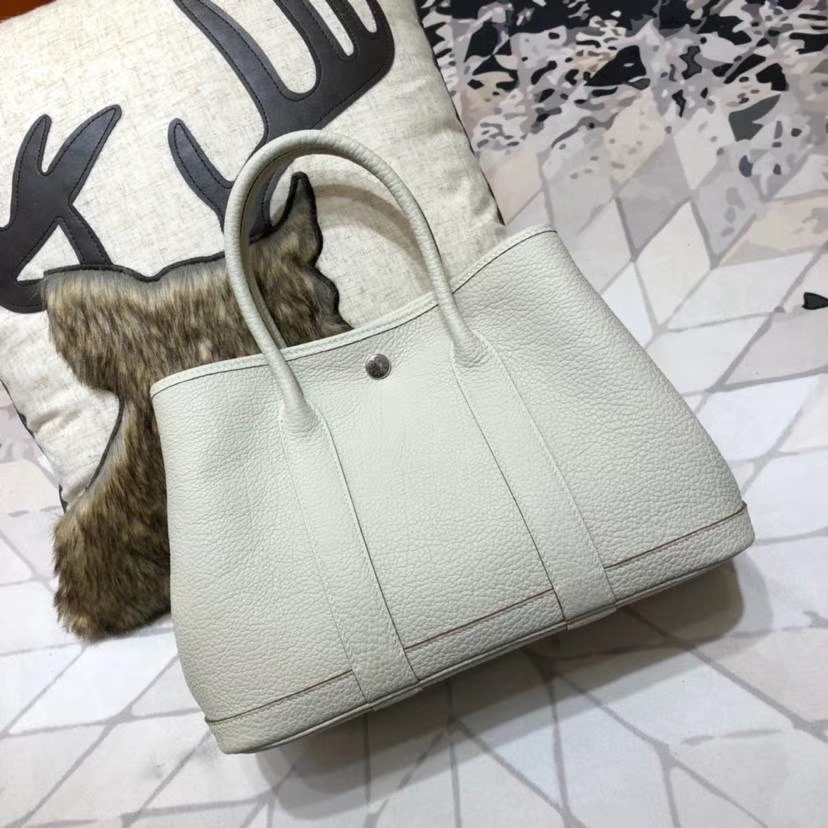 Hermes Garden Party Bags 爱马仕珍珠灰法国小牛皮花园包手提女包
