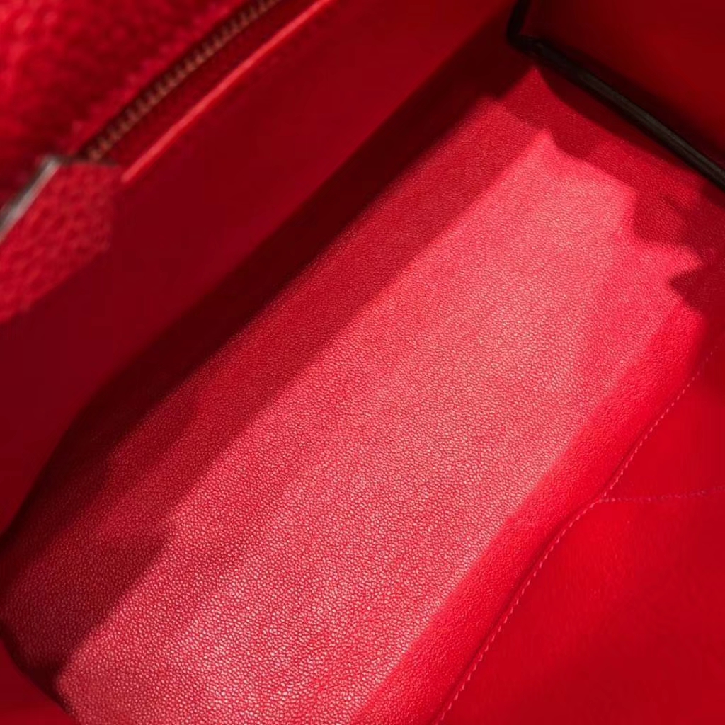 爱马仕凯莉包价格 Hermes Kelly28CM 原厂Togo小牛皮 Q5中国红 银扣