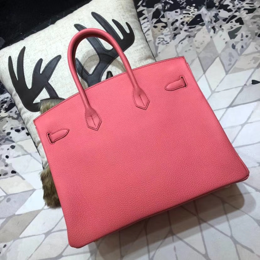 爱马仕铂金包价格 Hermes Birkin35CM 唇膏粉法国小牛皮 金扣