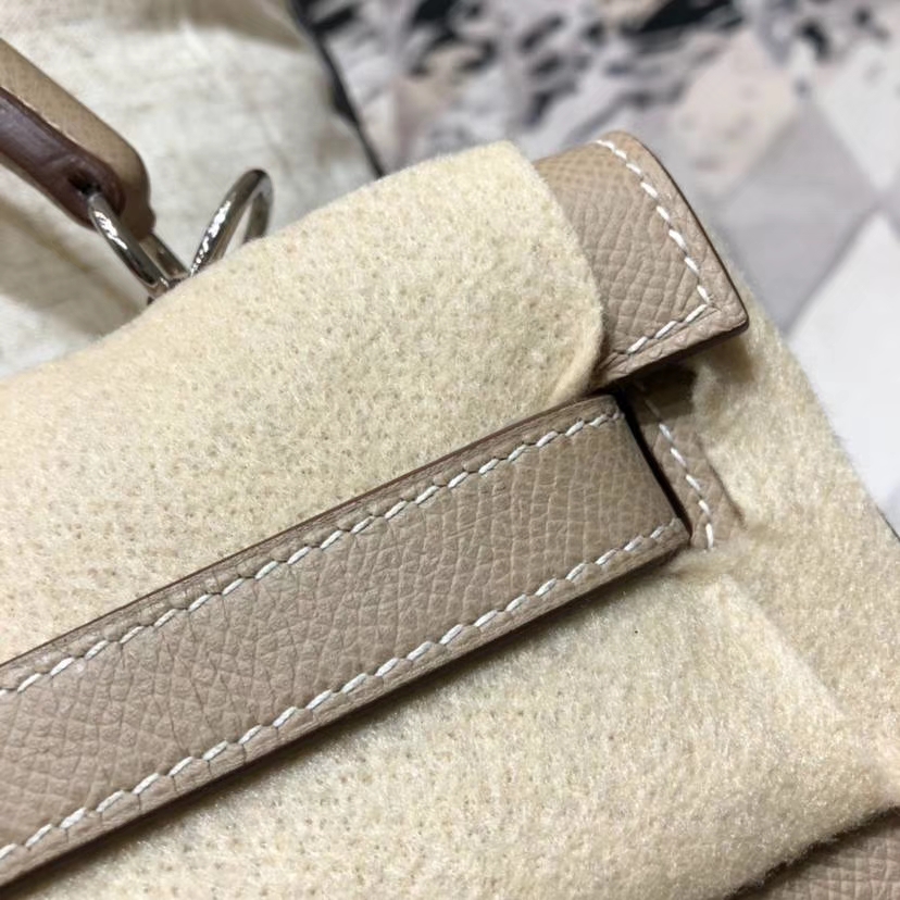 爱马仕凯莉包尺寸 Hermes Kelly28CM 斑鸠灰顶级Epsom牛皮 银扣
