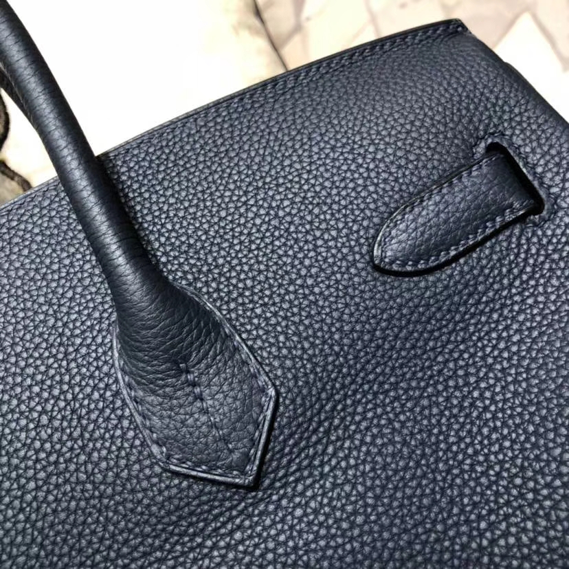 爱马仕铂金包尺寸 Hermes Birkin35CM 7K宝石蓝原厂Togo小牛皮 银扣