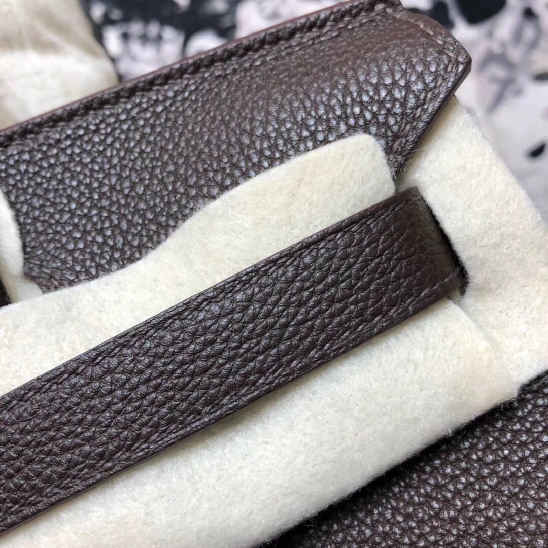爱马仕Birkin包包 Hermes深啡色Togo小牛皮铂金包Birkin30CM 银扣