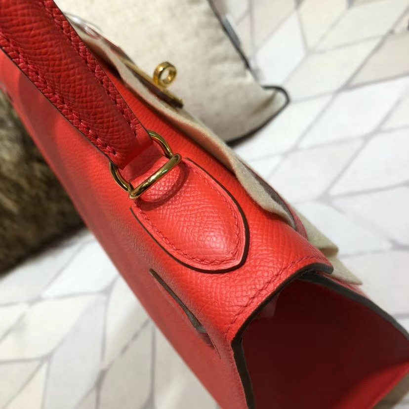 爱马仕凯莉包价格 Hermes Kelly28CM 西瓜红顶级Epsom牛皮 金扣