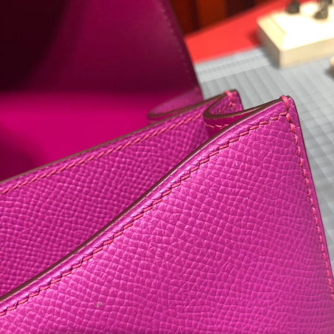 Hermes Constance24CM 爱马仕玉兰粉顶级掌纹牛皮康斯坦包空姐包 金扣