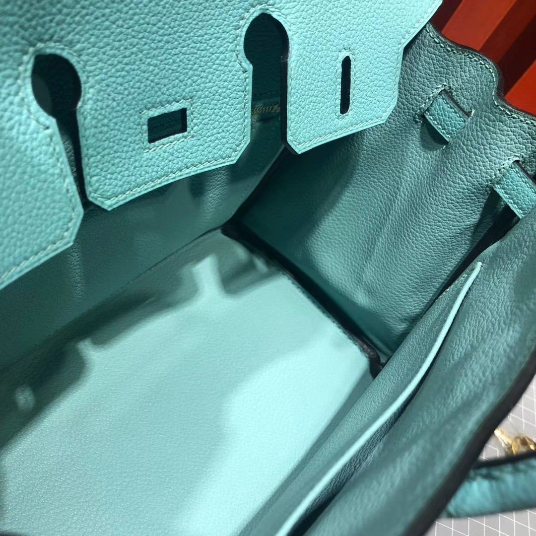 爱马仕Birkin包包 Hermes Birkin25CM 3P马卡龙蓝法国顶级Togo牛皮 银扣