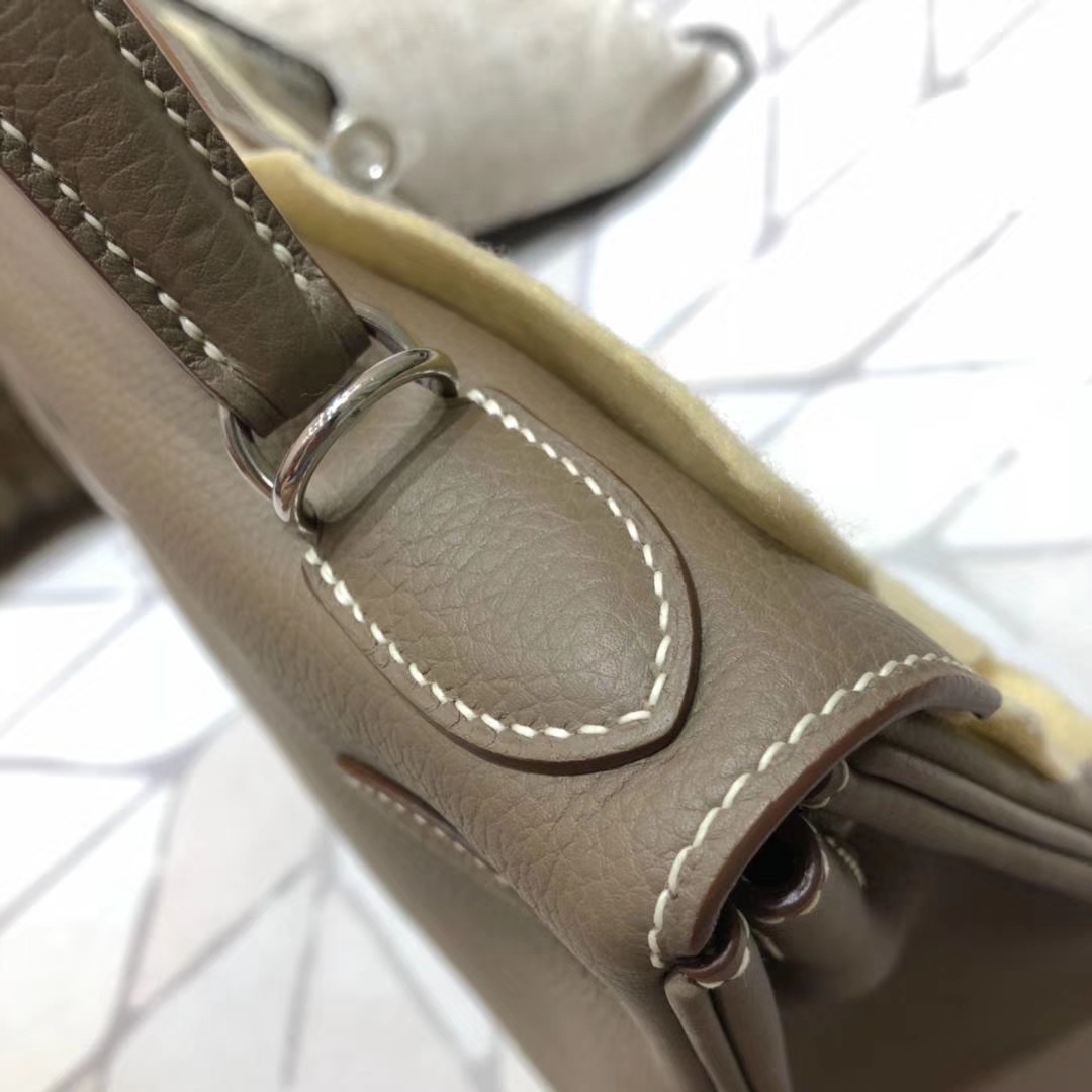 Hermes Kelly32CM 爱马仕大象灰原厂Togo小牛皮凯莉包 银扣