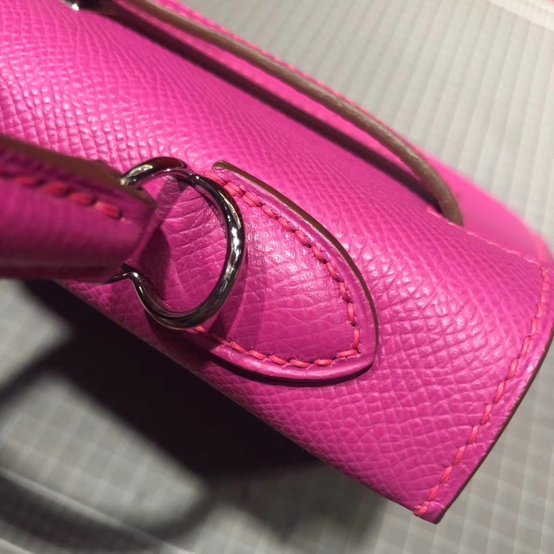 爱马仕Kelly女包 Hermes Kelly25CM 玉兰粉顶级Epsom牛皮凯莉包 银扣