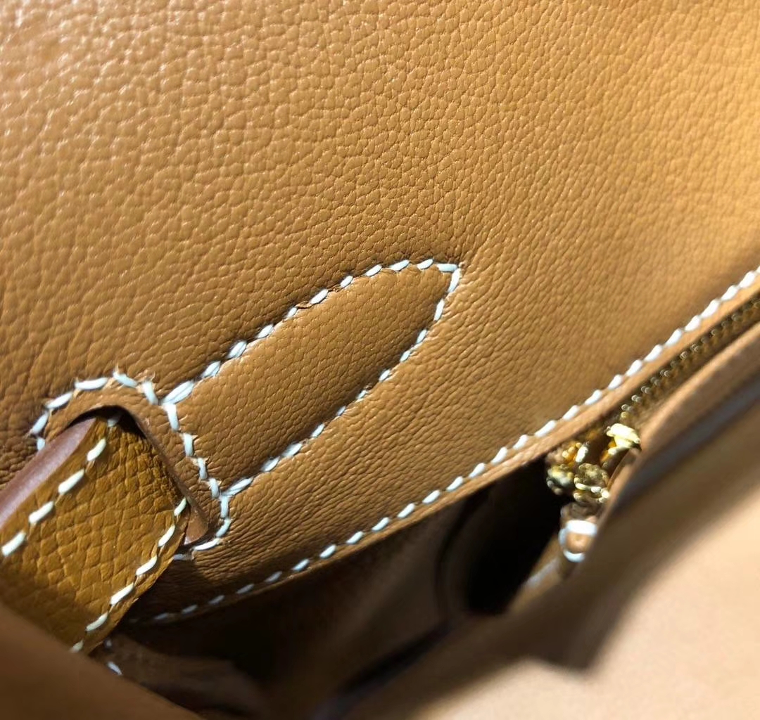 爱马仕铂金包定制 Hermes Birkin30CM ck75土黄色原厂Epsom牛皮 金扣