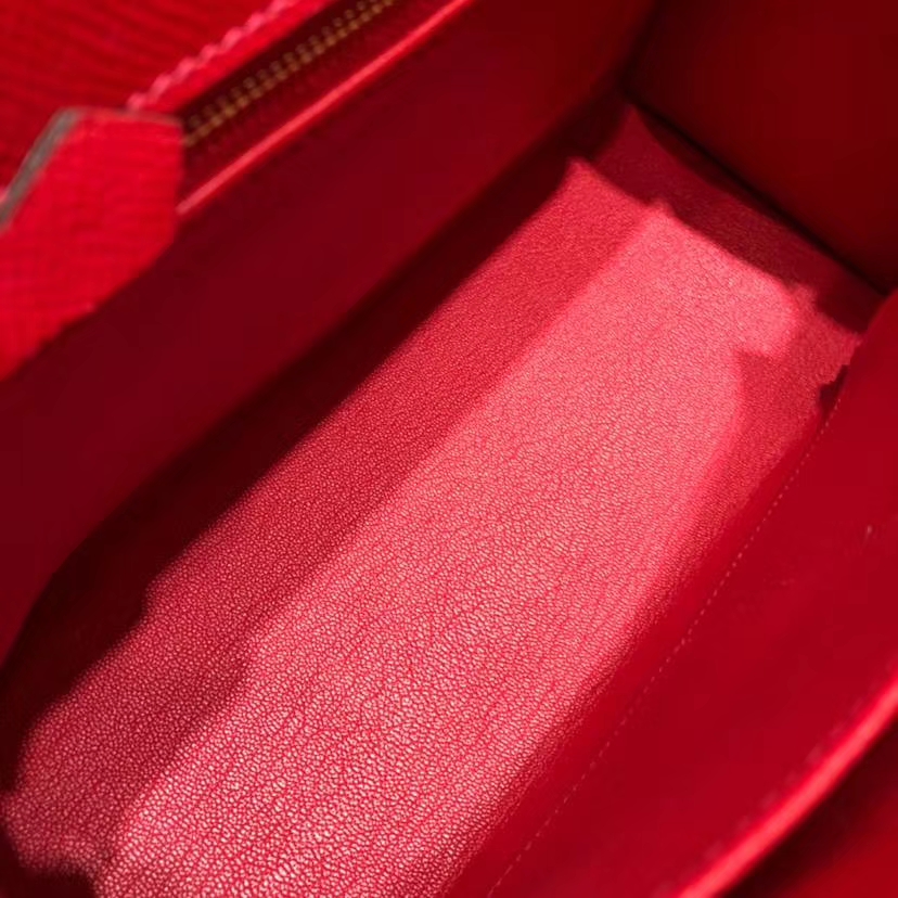 Hermes Kelly28CM 爱马仕拼色凯莉包 大红拼纯白色 掌纹牛皮 金扣