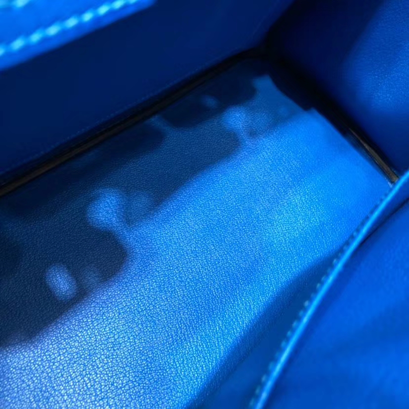 爱马仕包包官网 Hermes Birkin30CM 水妖蓝南非鸵鸟皮铂金包 金扣