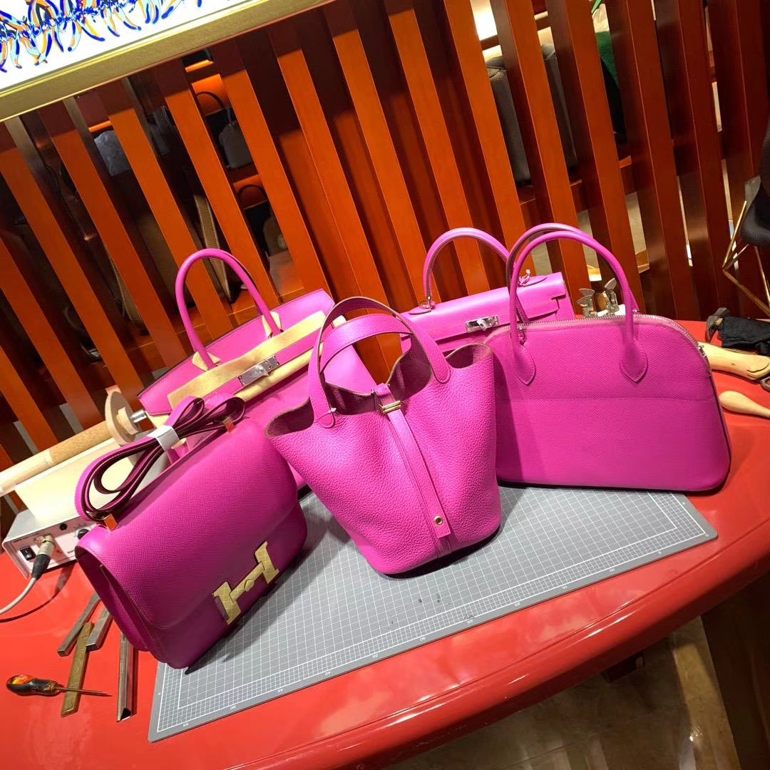 玉兰粉系列 Hermes Picotin Lock18CM 爱马仕玉兰粉顶级TC牛皮水桶包 金扣