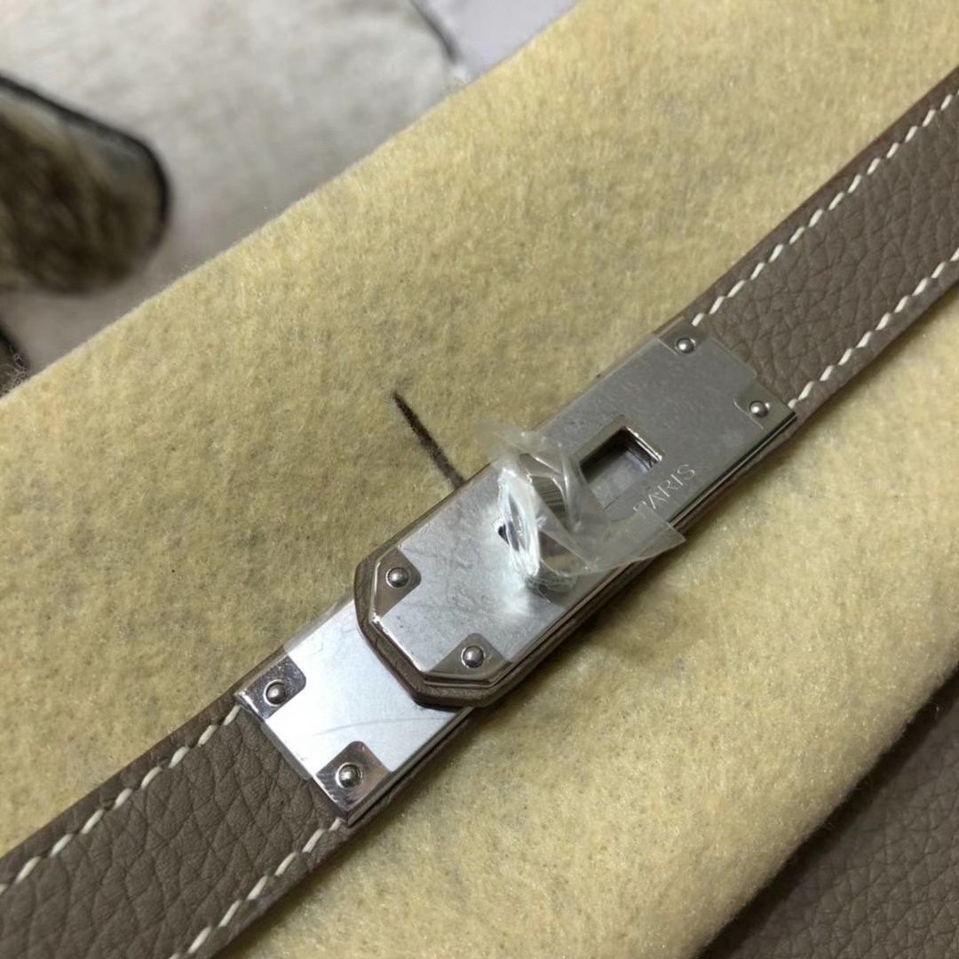 Hermes Kelly32CM 爱马仕大象灰原厂Togo小牛皮凯莉包 银扣