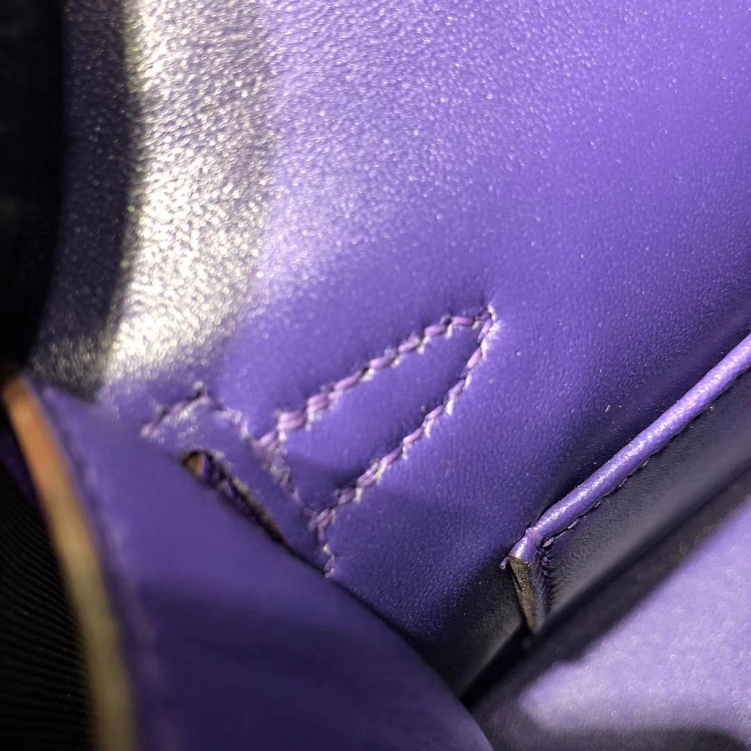 爱马仕手拿包 Hermes Minikelly2代 9W梦幻紫原厂御用山羊皮迷你凯莉包2代 银扣