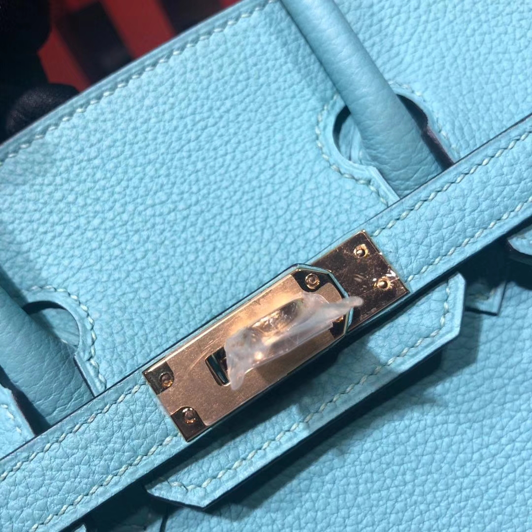 爱马仕Birkin包包 Hermes Birkin25CM 3P马卡龙蓝法国顶级Togo牛皮 银扣