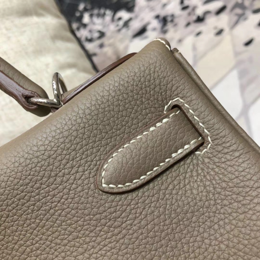 Hermes Kelly32CM 爱马仕大象灰原厂Togo小牛皮凯莉包 银扣