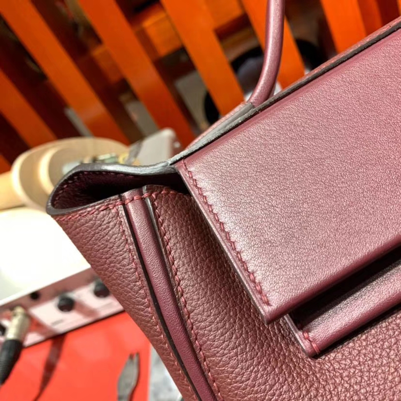 Hermes包包价格 爱马仕57波尔多酒红法国Togo牛皮新款Kelly女包29cm 金扣