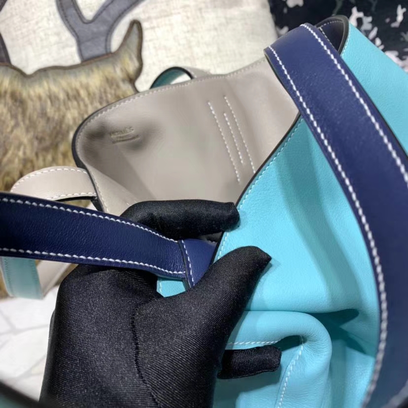 爱马仕包包官网 Hermes Double Sens 三拼色原厂Swift牛皮单肩购物包
