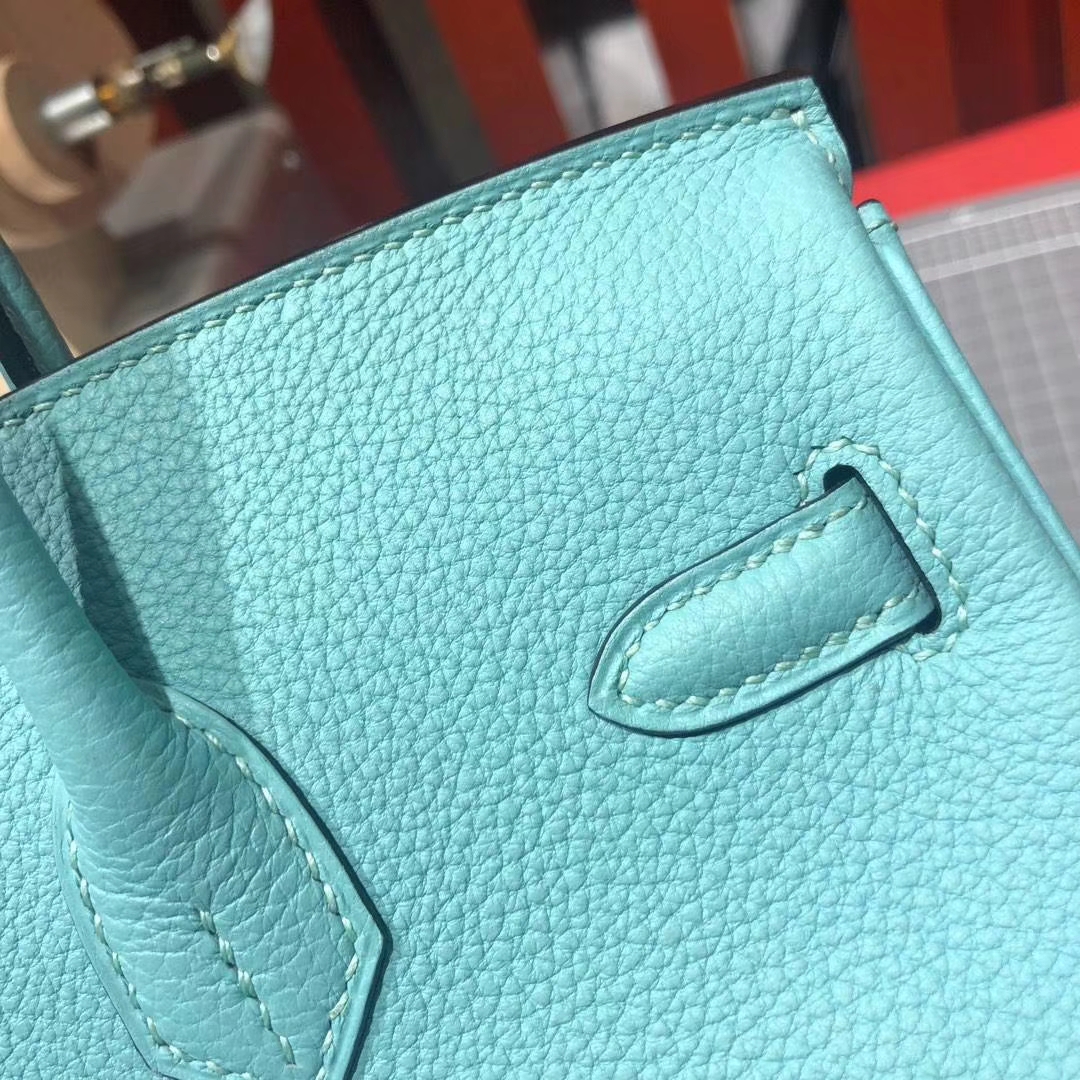 爱马仕Birkin包包 Hermes Birkin25CM 3P马卡龙蓝法国顶级Togo牛皮 银扣