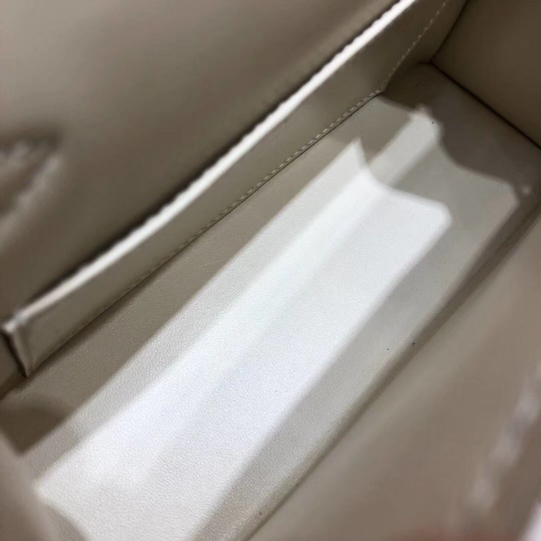 爱马仕Minikelly2代手包 Hermes奶昔白原厂Epsom牛皮迷你凯莉包2代 金扣