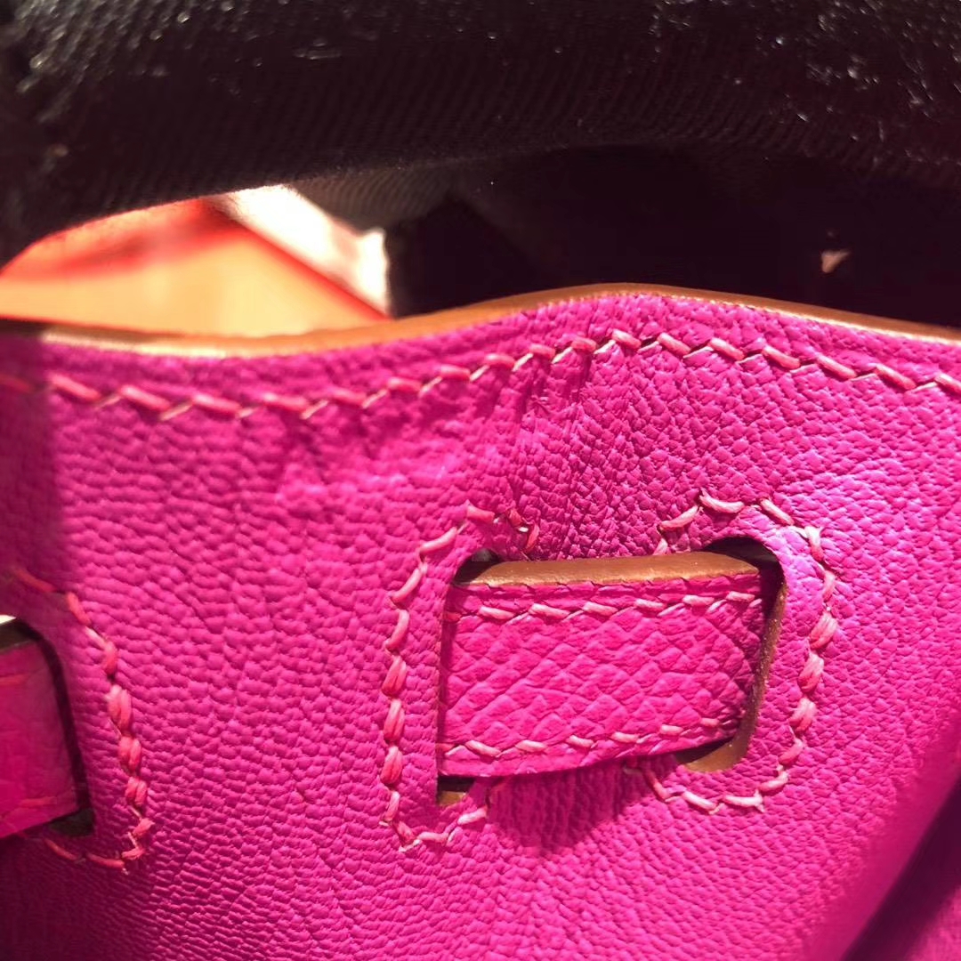 爱马仕Kelly女包 Hermes Kelly25CM 玉兰粉顶级Epsom牛皮凯莉包 银扣