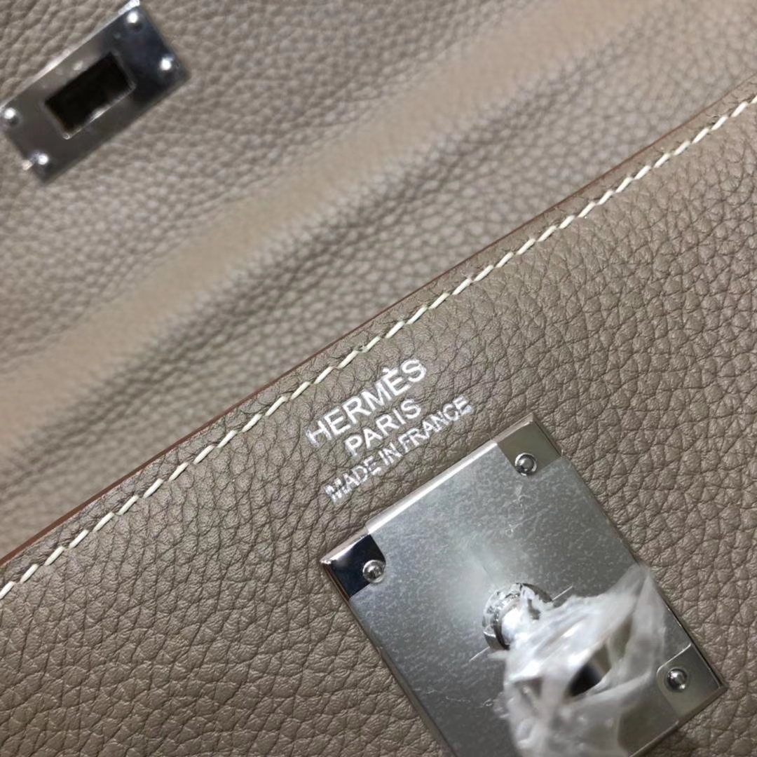 Hermes Kelly32CM 爱马仕大象灰原厂Togo小牛皮凯莉包 银扣