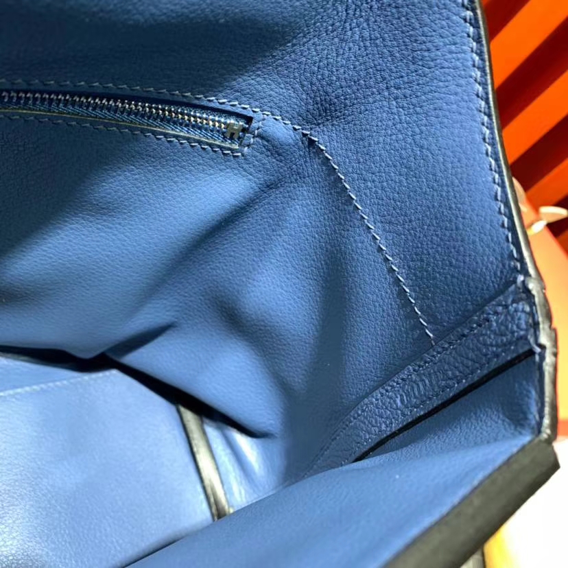爱马仕新款女包 Hermes玛瑙蓝R2 Blue Agate法国原产Togo皮Kelly29cm 银扣