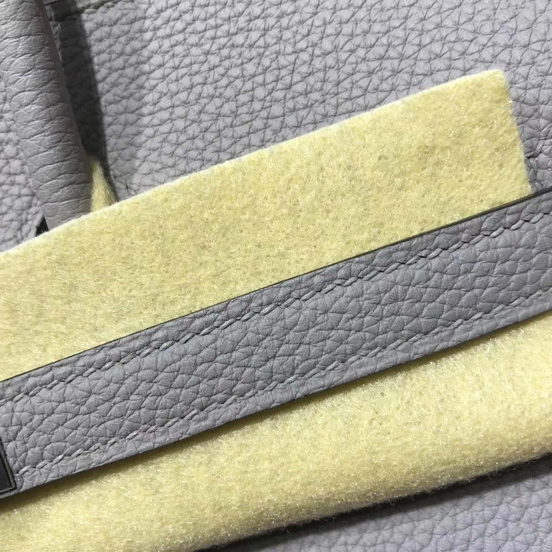 爱马仕Birkin包包 Hermes顶级Togo牛皮铂金包Birkin25CM 1F钻石灰 金扣