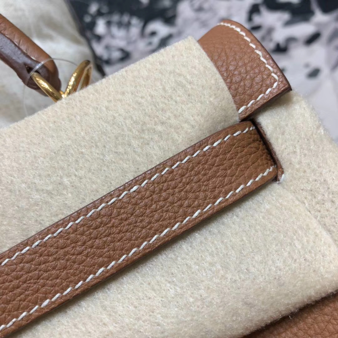 厂家直销 Hermes爱马仕土黄色原厂Togo小牛皮凯莉包Kelly32CM 金扣
