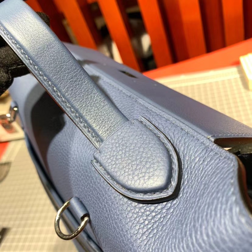 爱马仕新款女包 Hermes玛瑙蓝R2 Blue Agate法国原产Togo皮Kelly29cm 银扣